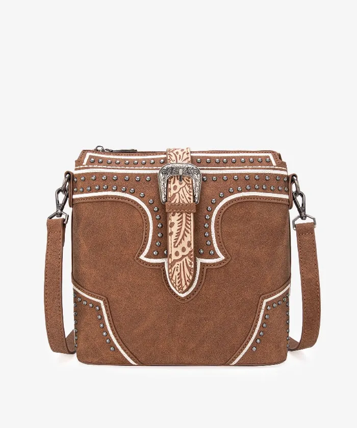 Montana West Buckle Studs Crossbody Bag