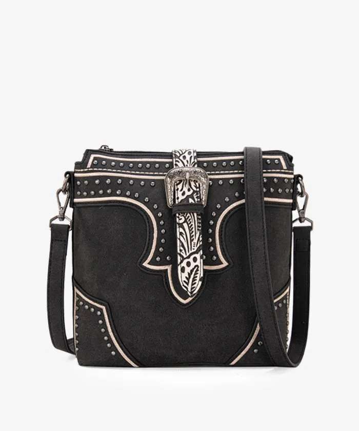 Montana West Buckle Studs Crossbody Bag