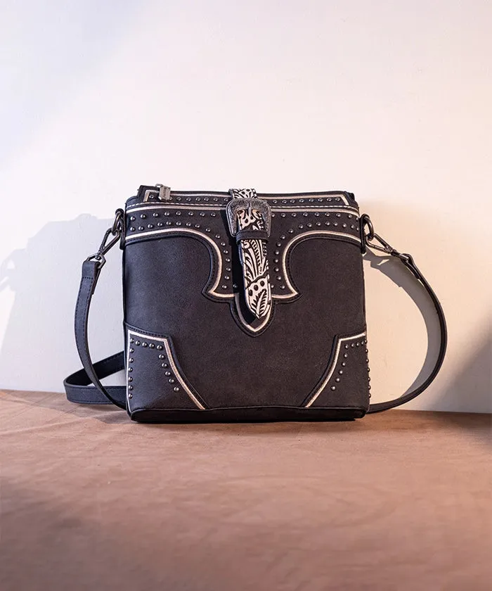 Montana West Buckle Studs Crossbody Bag