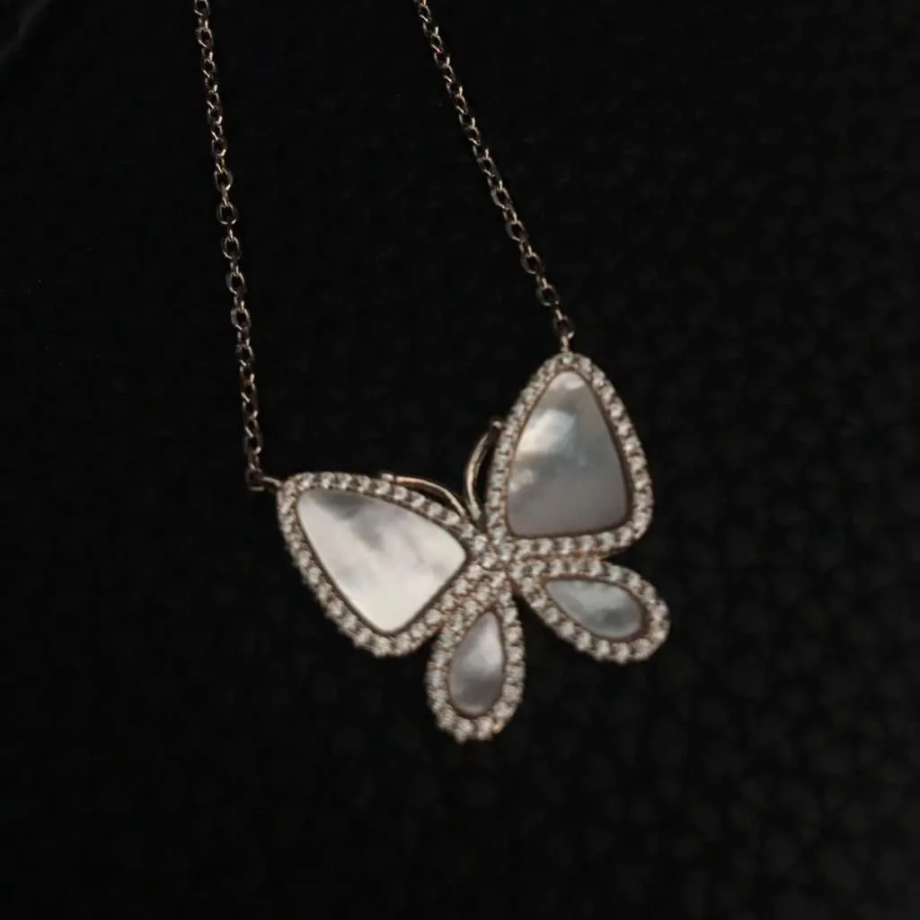 Mother of pearl butterfly necklace