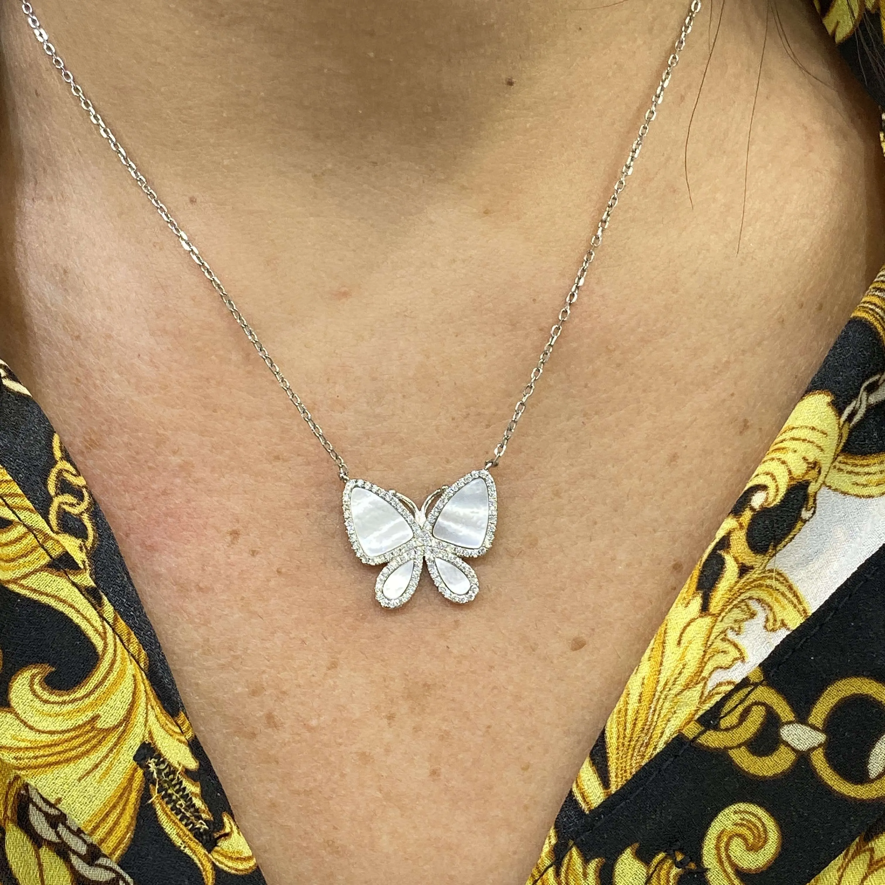 Mother of pearl butterfly necklace