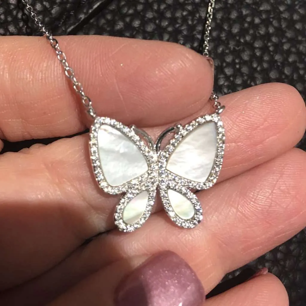 Mother of pearl butterfly necklace