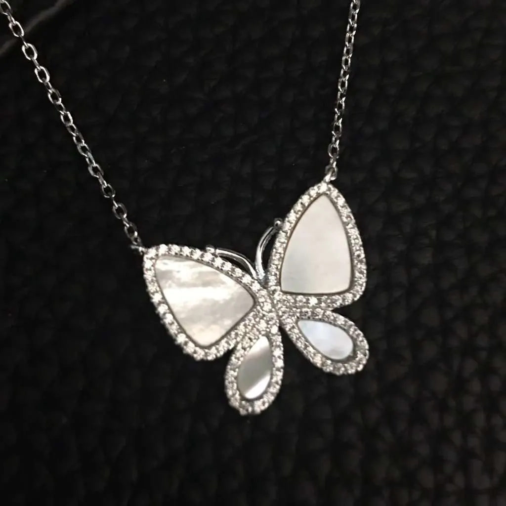 Mother of pearl butterfly necklace