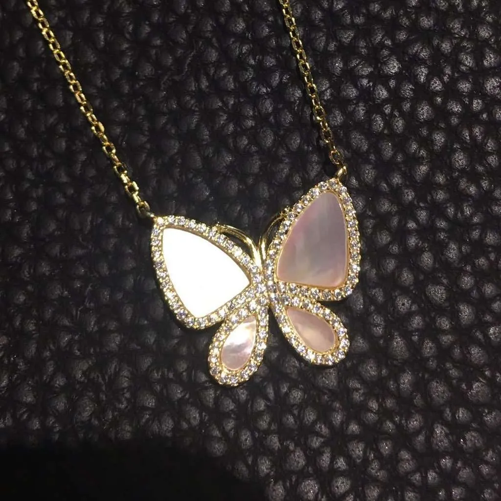 Mother of pearl butterfly necklace