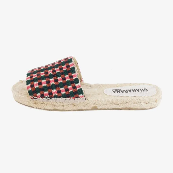 Mule Espadrille - Pink & Hunter Green