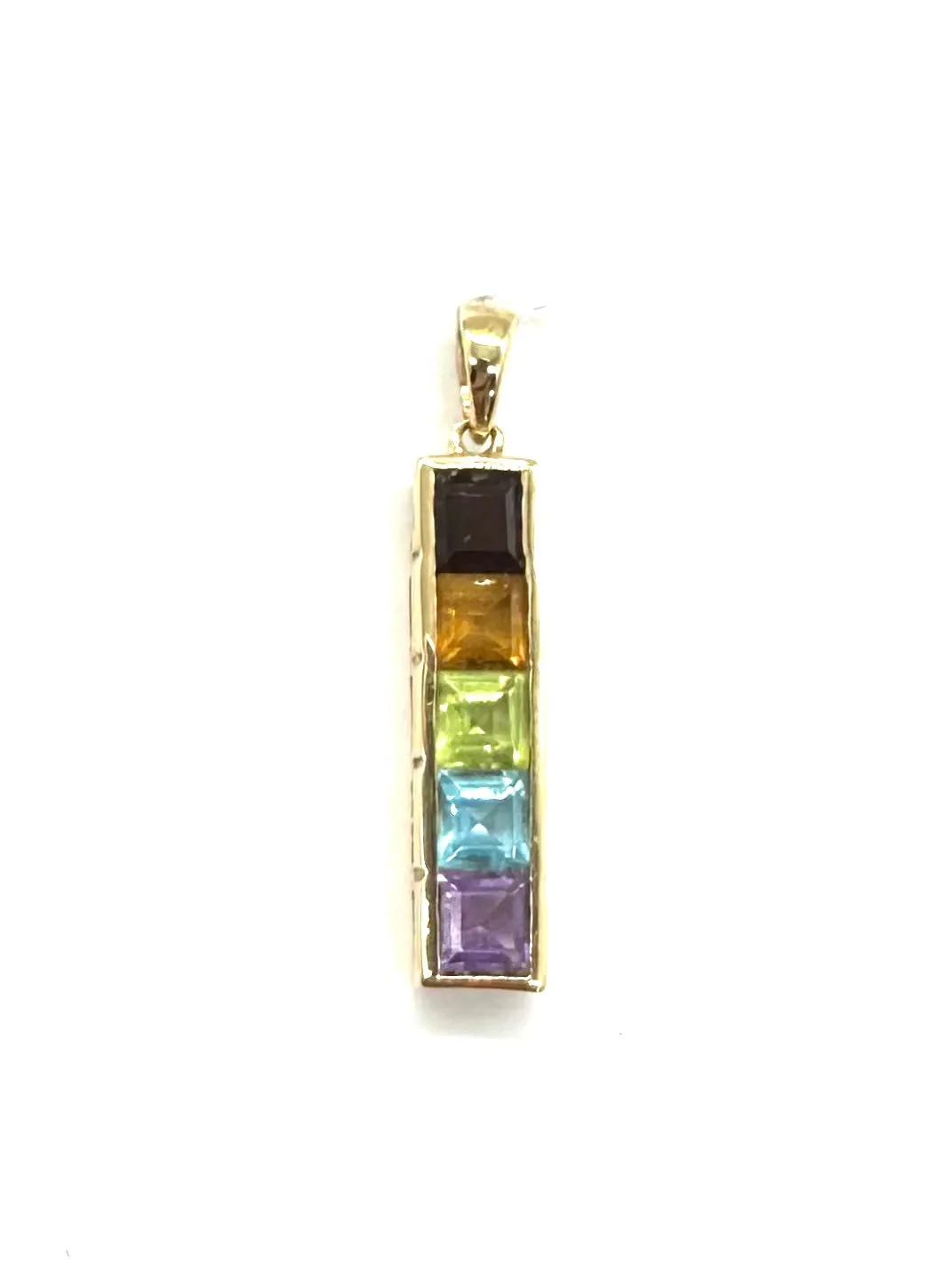 Multi-Color Gemstone Bar Pendant