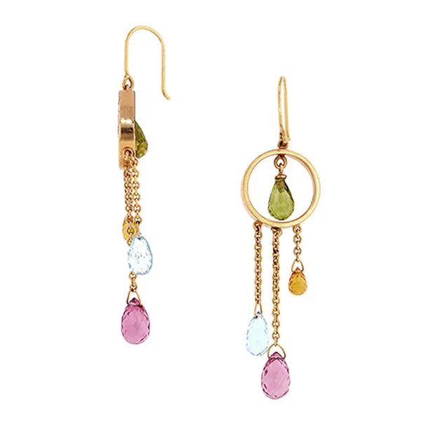 Multistone Briolette Drop Earrings