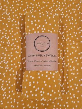 Mustard Dots Cotton Muslin Swaddle