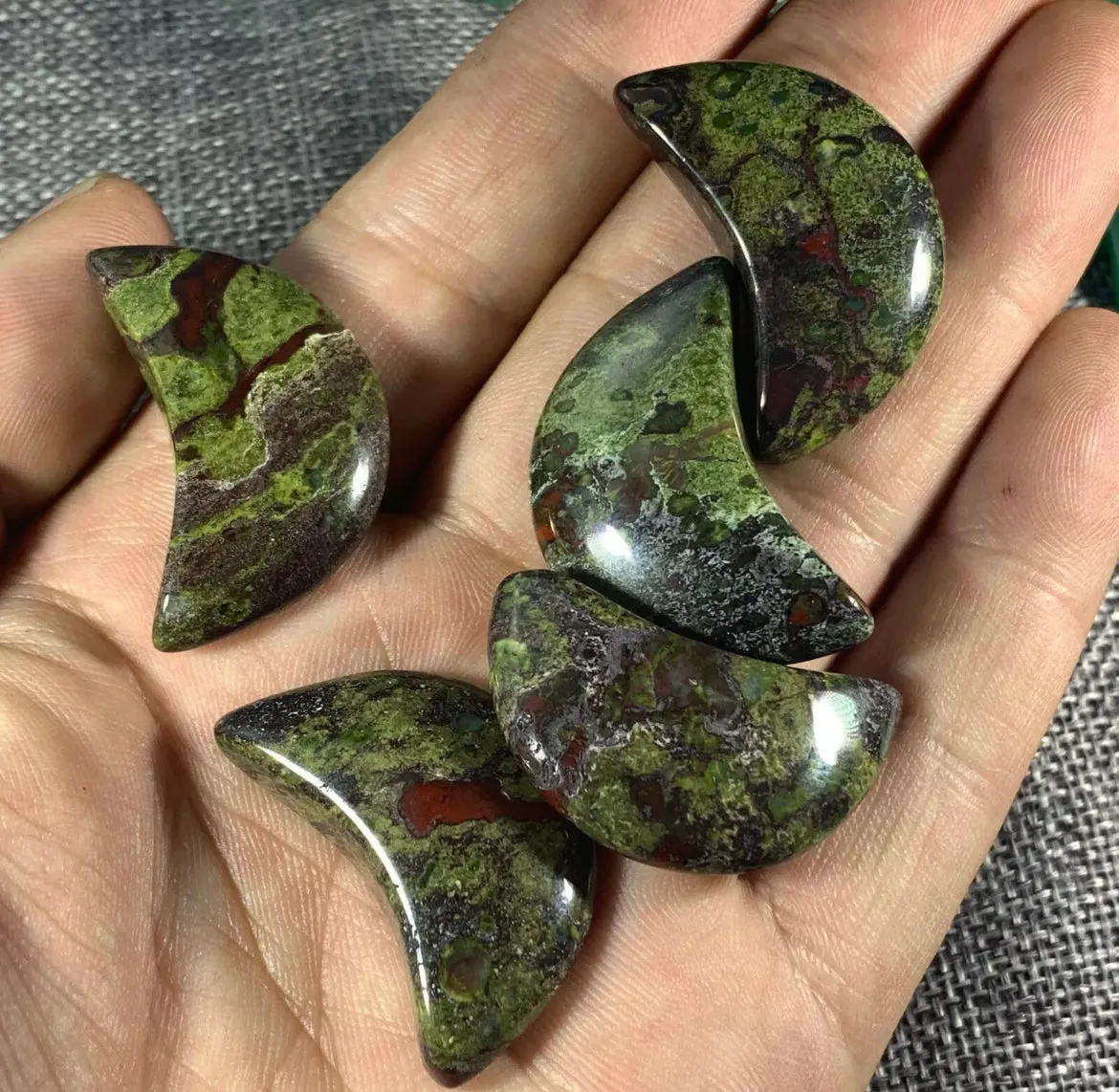 Natural dragon bloodstone gemstone crescent moon