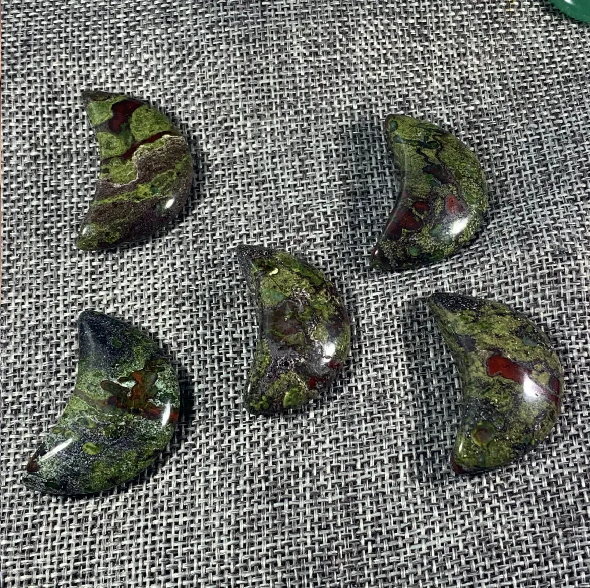 Natural dragon bloodstone gemstone crescent moon