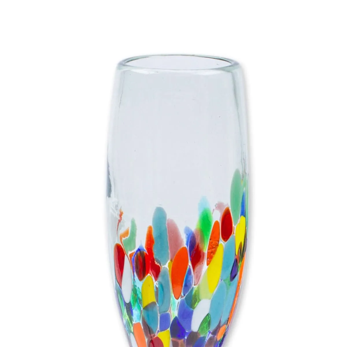 Novica Chromatic Soirée Handblown Champagne Flutes (Set Of 4)