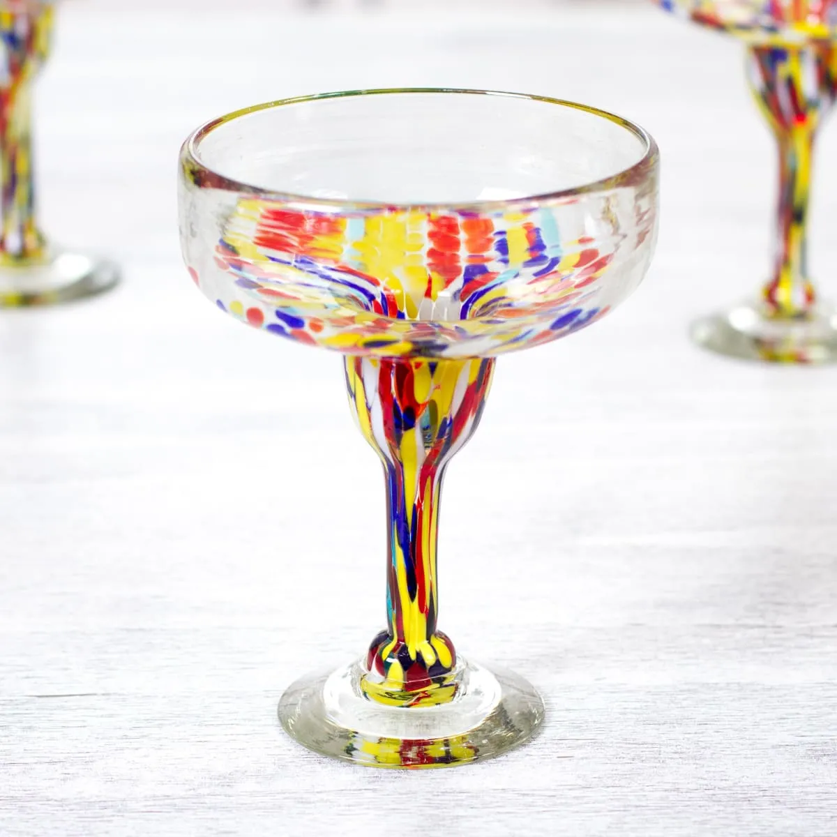 Novica Confetti Festival Blown Glass Margarita Glasses (Set Of 6)