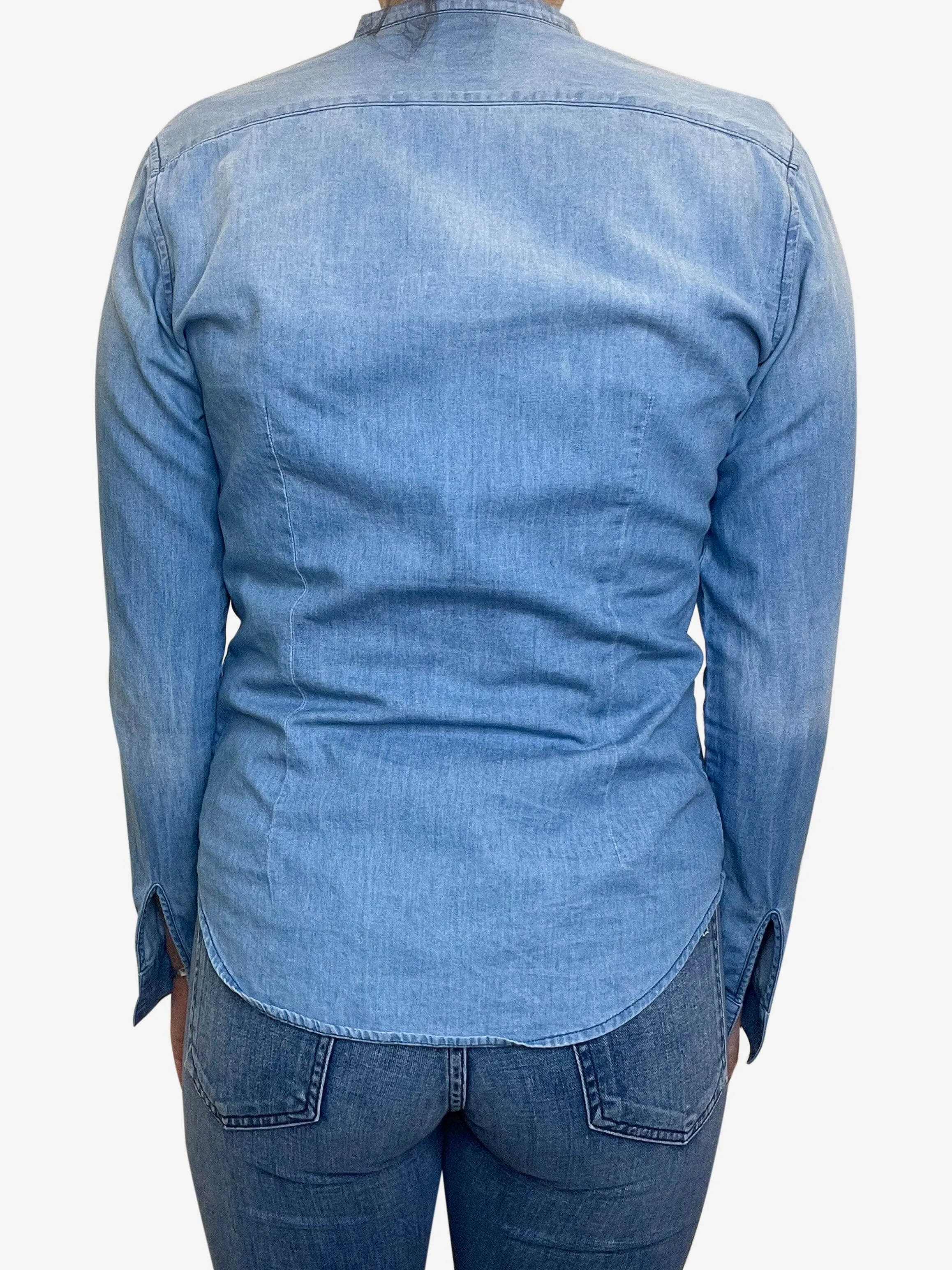 NSF Blue Long sleeve ruffle detail shirt - size S