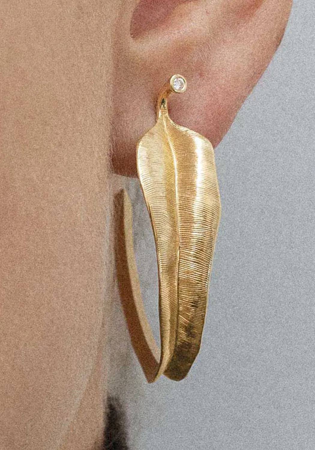 Ole Lynggaard Leaves 18KYG Creol Leaf Hoop Earrings