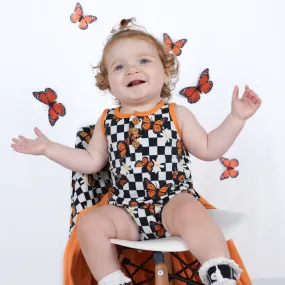 ORGANIC COTTON HENLEY ROMPER- Butterflies