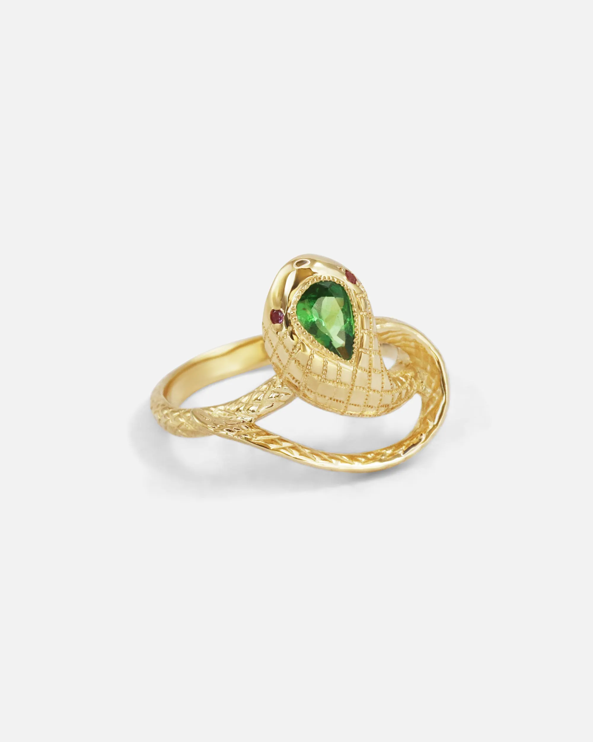 Ornata Ophidia Pear Ring / Tsavorite