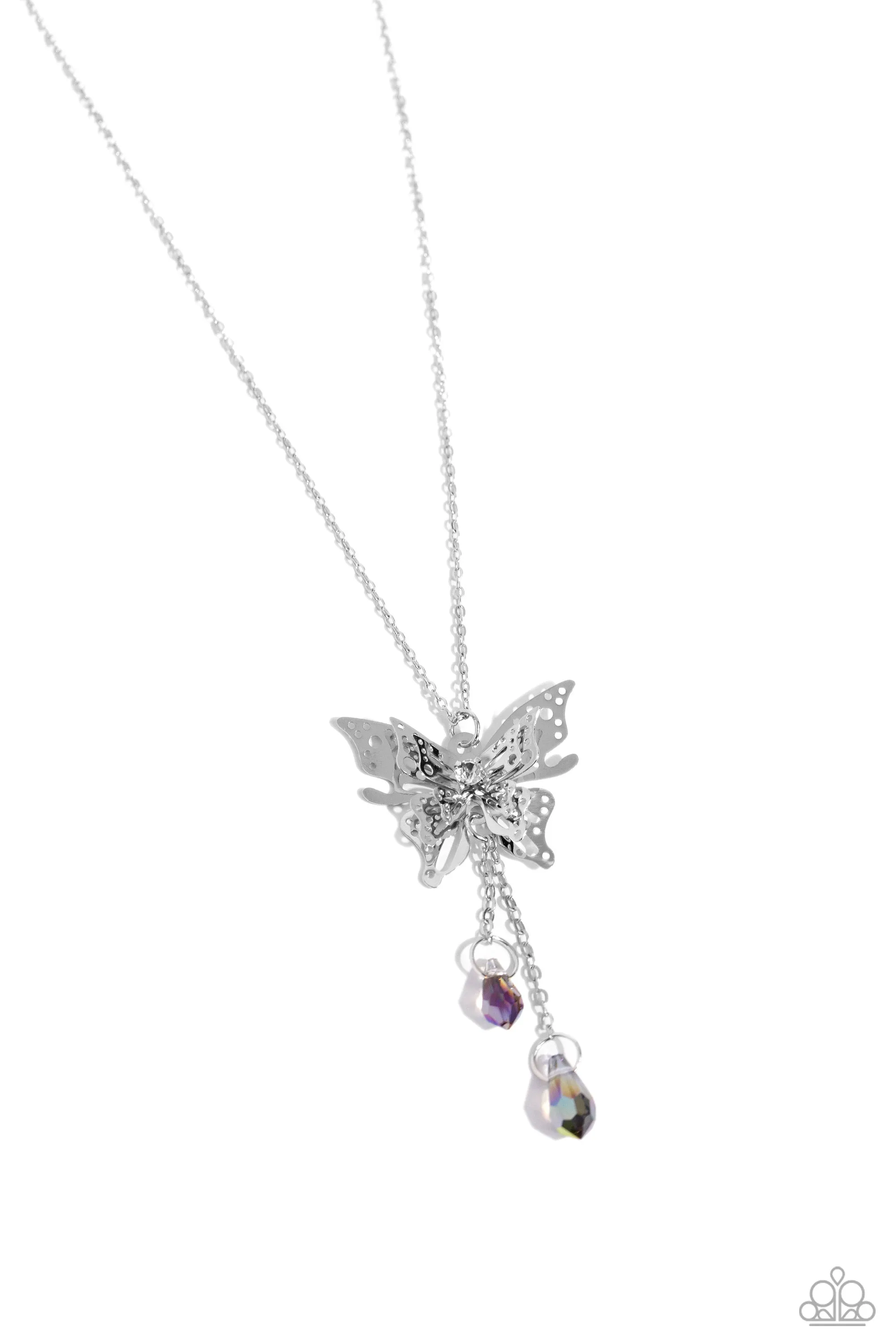 Paparazzi Enchanted Wings Silver Necklace & Earring Set