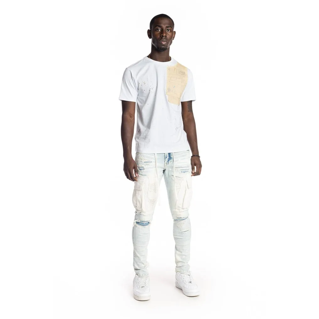 Patchwork Pocket Fashion Tee - White