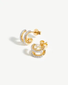 Pave Double Huggies | 18ct Gold Plated Vermeil/Cubic Zirconia