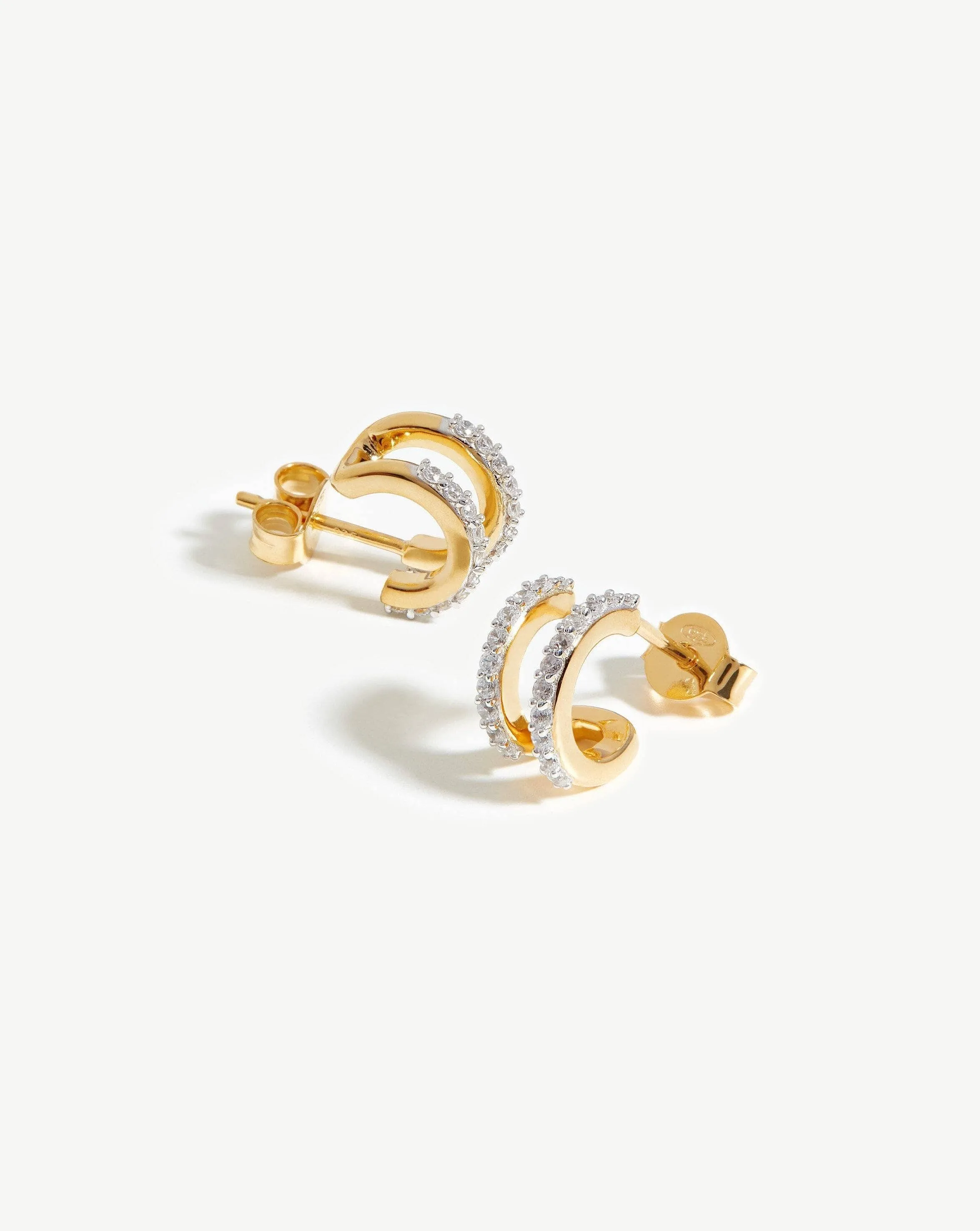 Pave Double Huggies | 18ct Gold Plated Vermeil/Cubic Zirconia