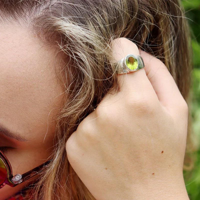 Peridot Oval Gemstone Boho Ring