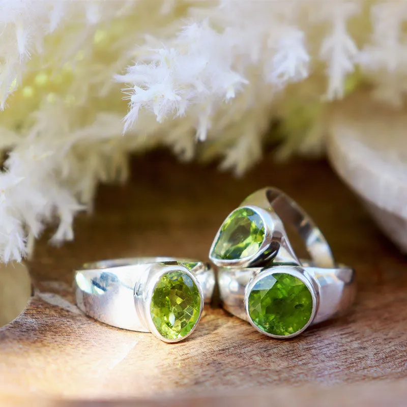 Peridot Oval Gemstone Boho Ring