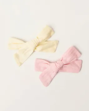 Pink and Yellow Bow Clips