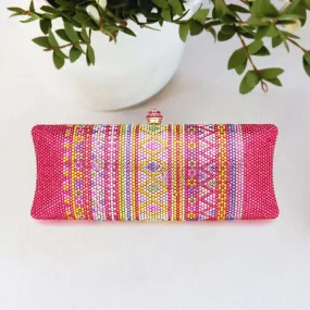 Pink Bling Aztec Print Evening Clutch Bag- M H W ACCESSORIES