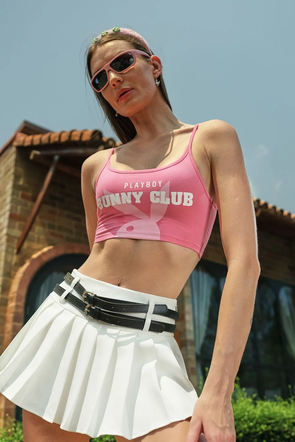 Pink Bunny Club Crop Cami