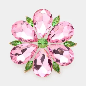 Pink Teardrop Stone Flower Pin Brooch-M H W ACCESSORIES