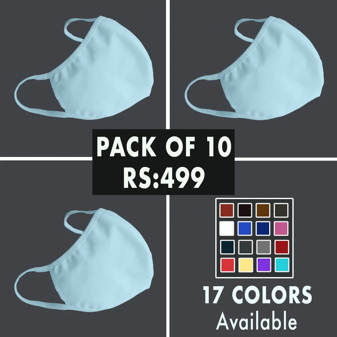 Plain Mask - Pack of 10 ( 17 Colors Available)