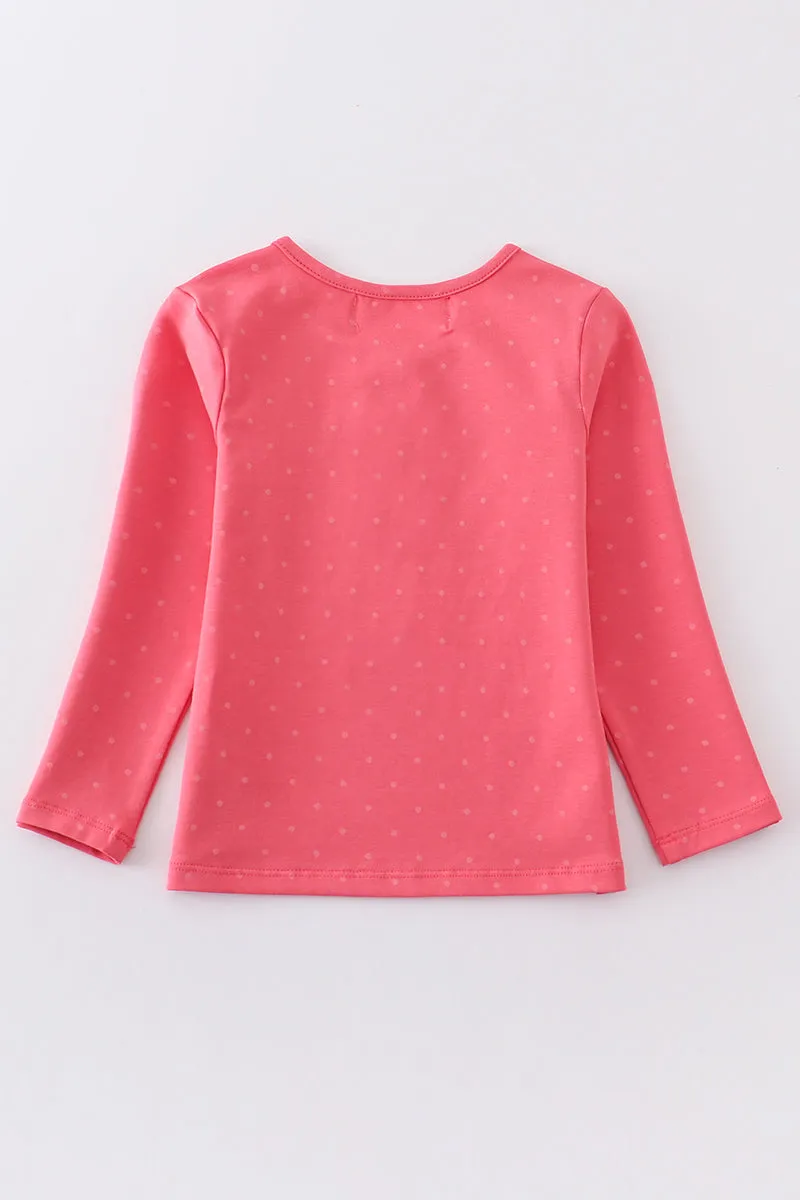 Platinum pink dot ruffle girl top