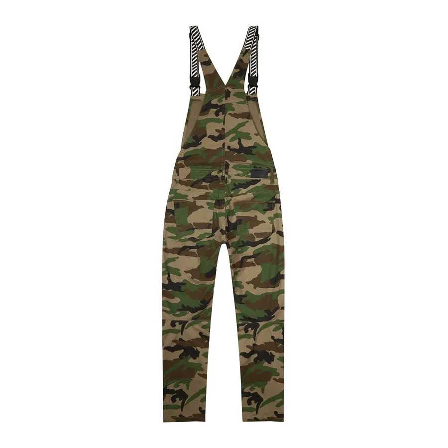 Printed Utility Twill Cargo Overalls - Wood Camo