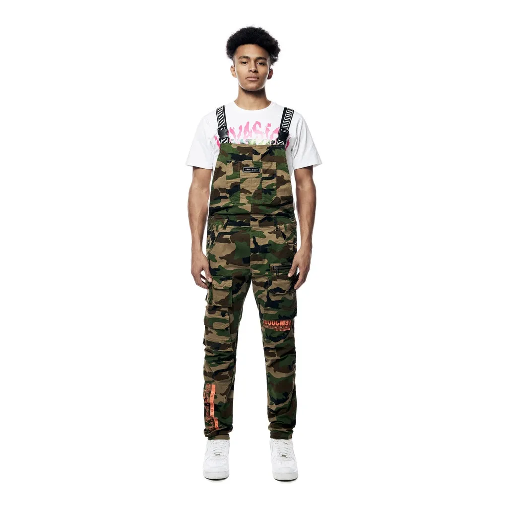 Printed Utility Twill Cargo Overalls - Wood Camo