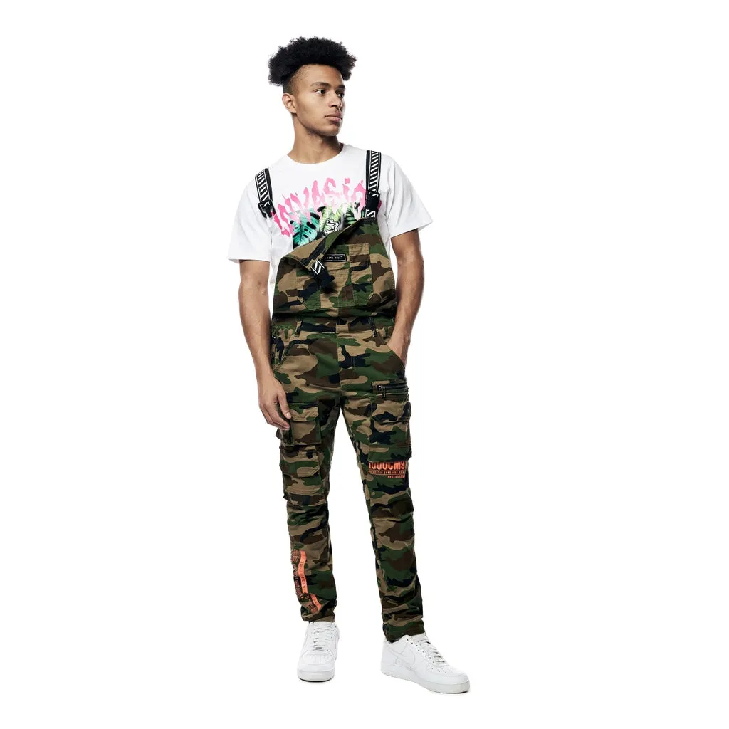 Printed Utility Twill Cargo Overalls - Wood Camo