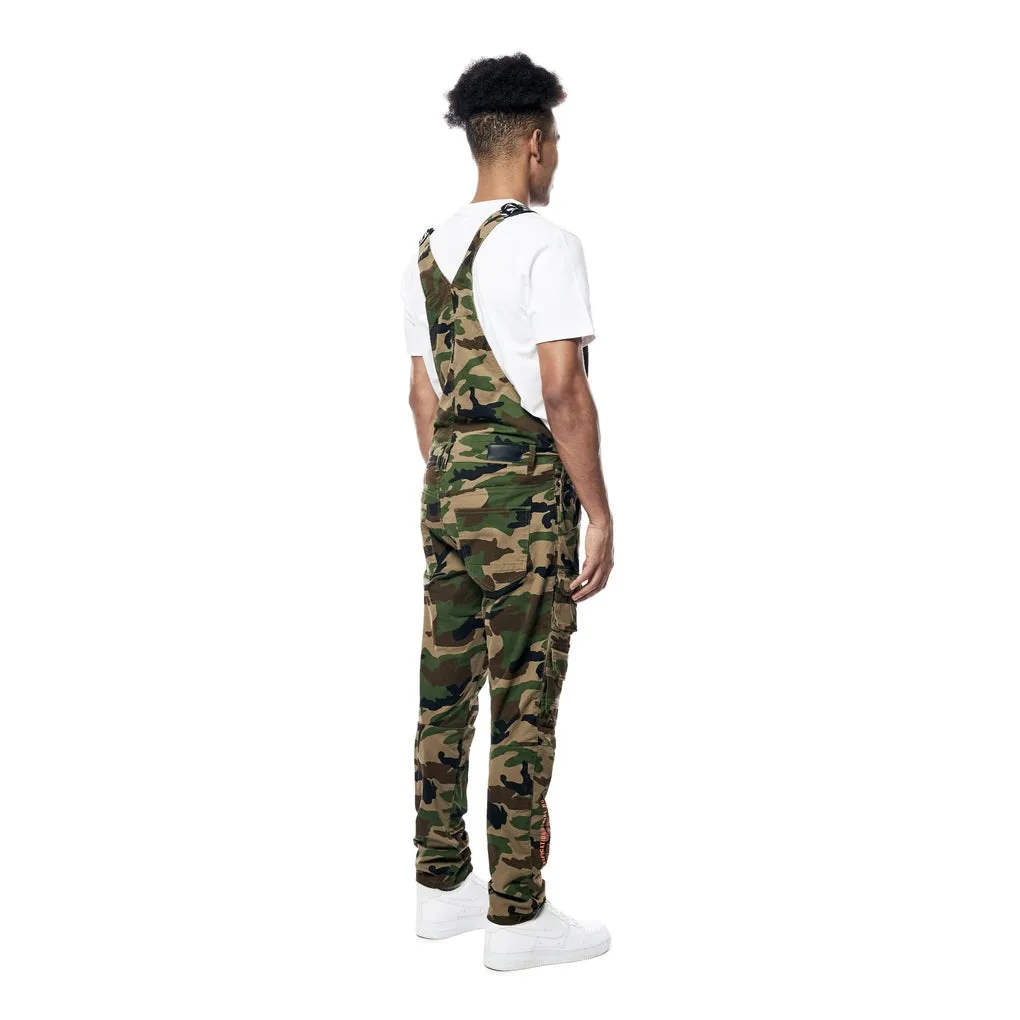 Printed Utility Twill Cargo Overalls - Wood Camo