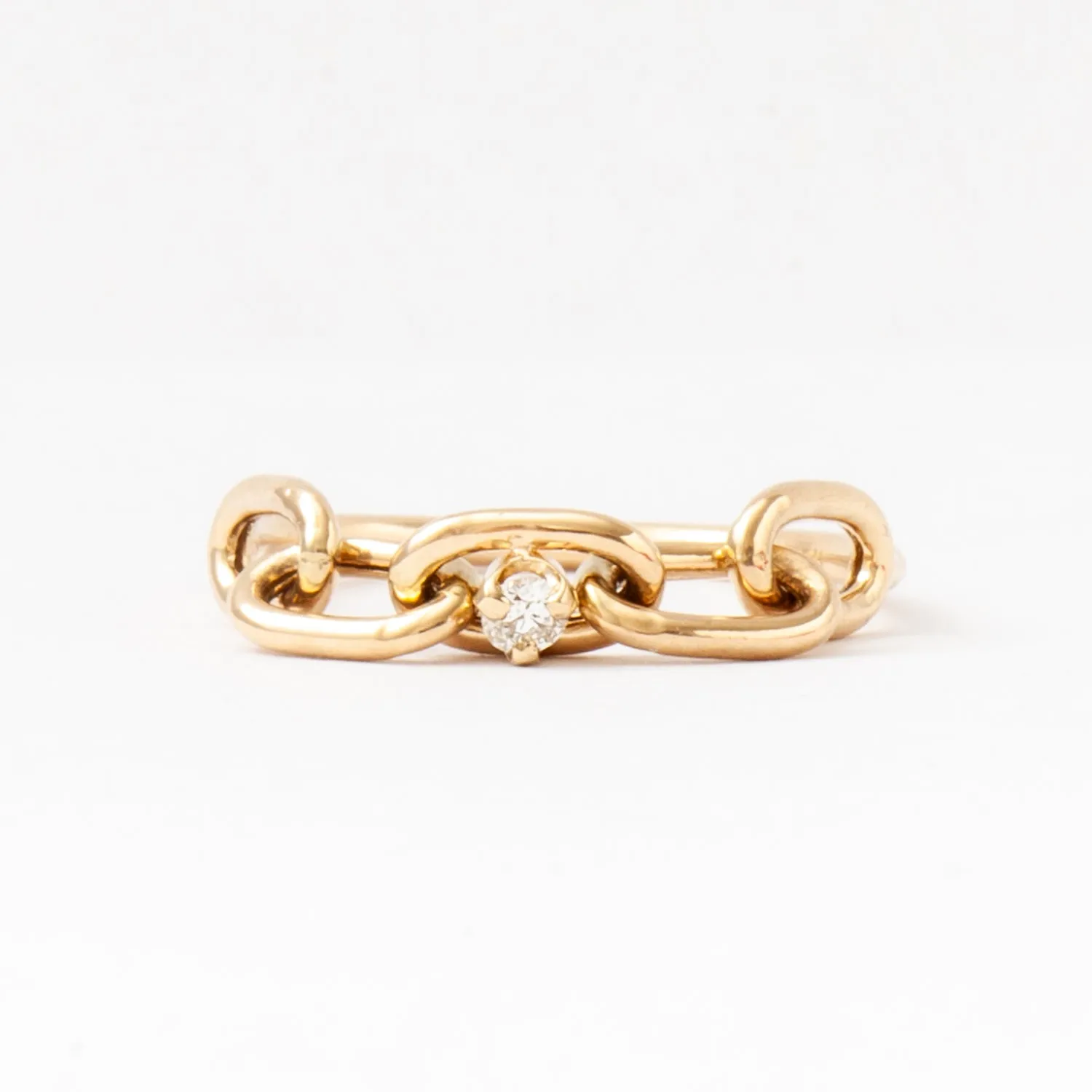 Prong Diamond & Square Oval Link Chain Ring