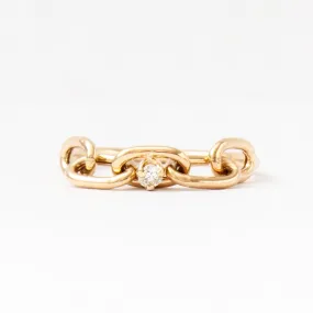 Prong Diamond & Square Oval Link Chain Ring