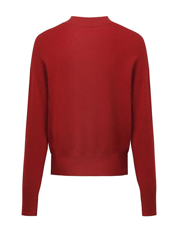 Pure Wool Mock Neck Women Sweater