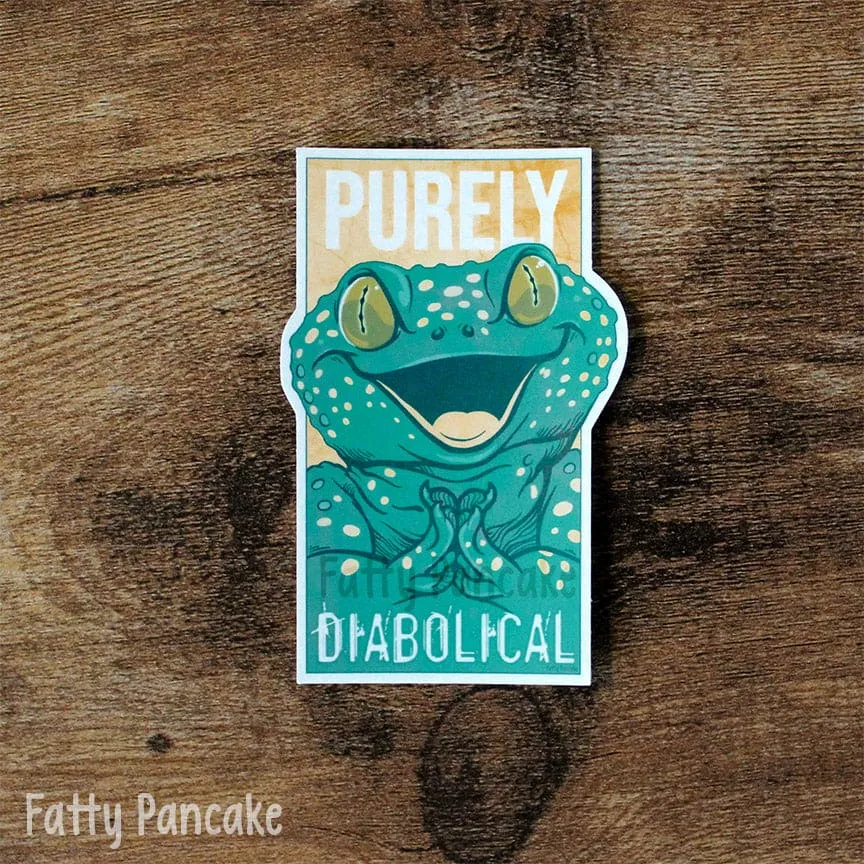 Purely Diabolical Tokay Gecko Sticker, Silly Reptile Vinyl Sticker Gift