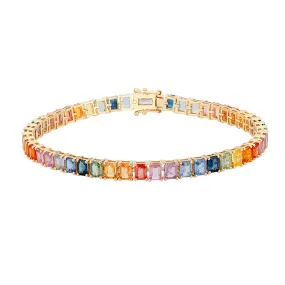 Rainbow Emerald Cut Tennis Bracelet