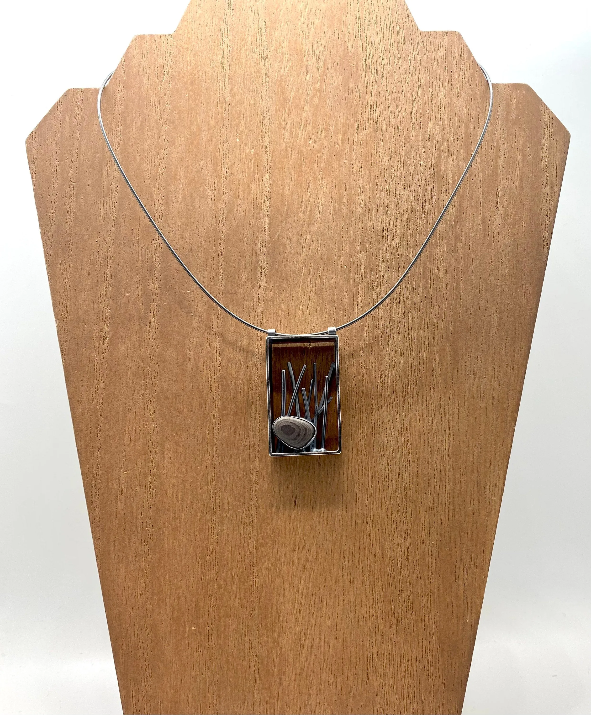 Rectangle grass and rock pendant