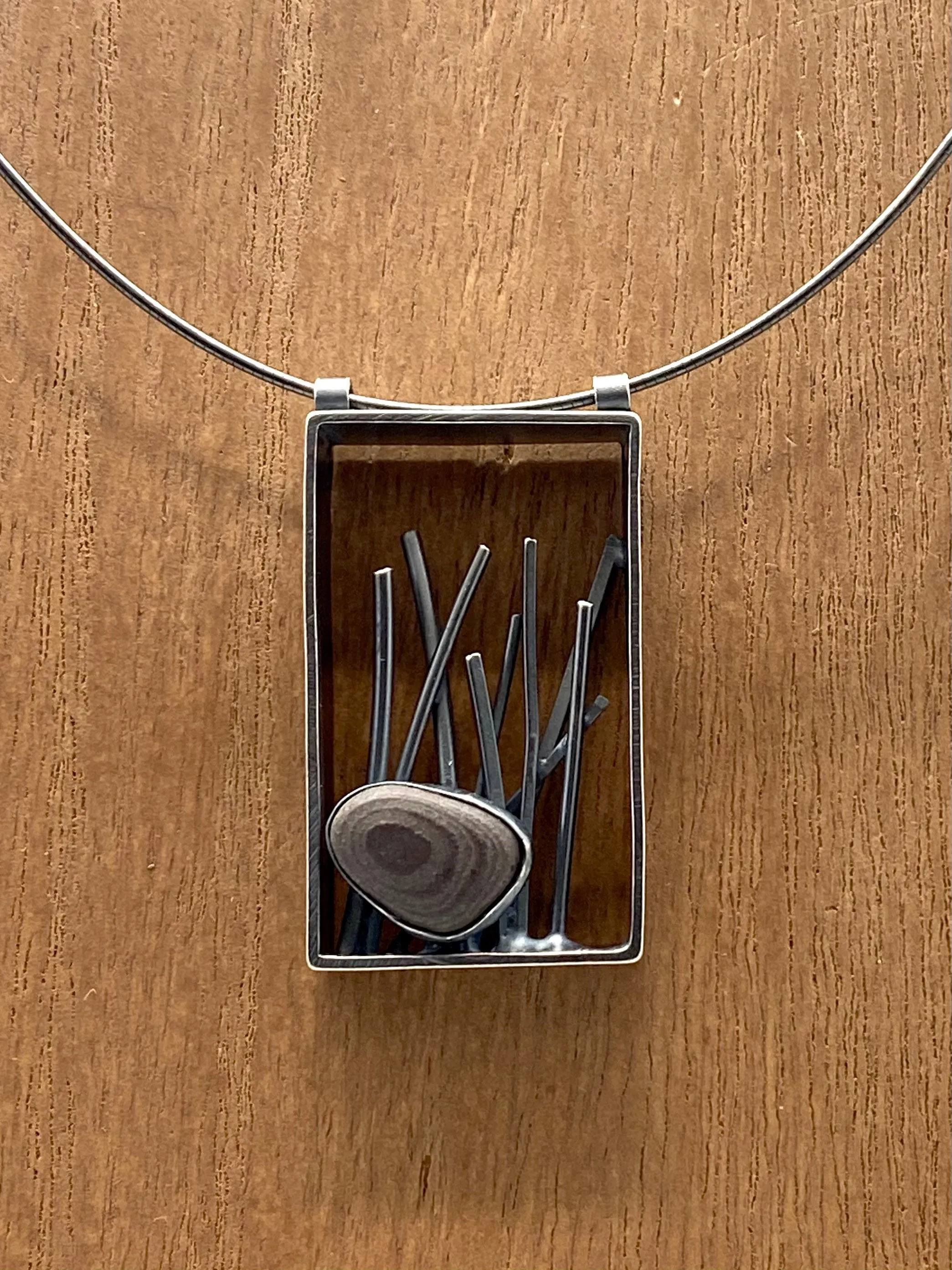 Rectangle grass and rock pendant