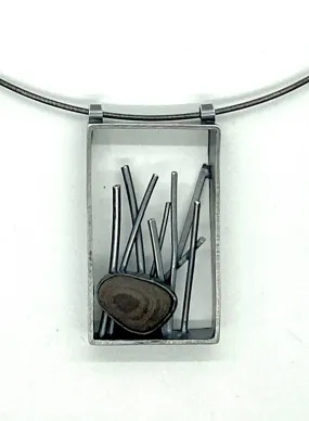 Rectangle grass and rock pendant