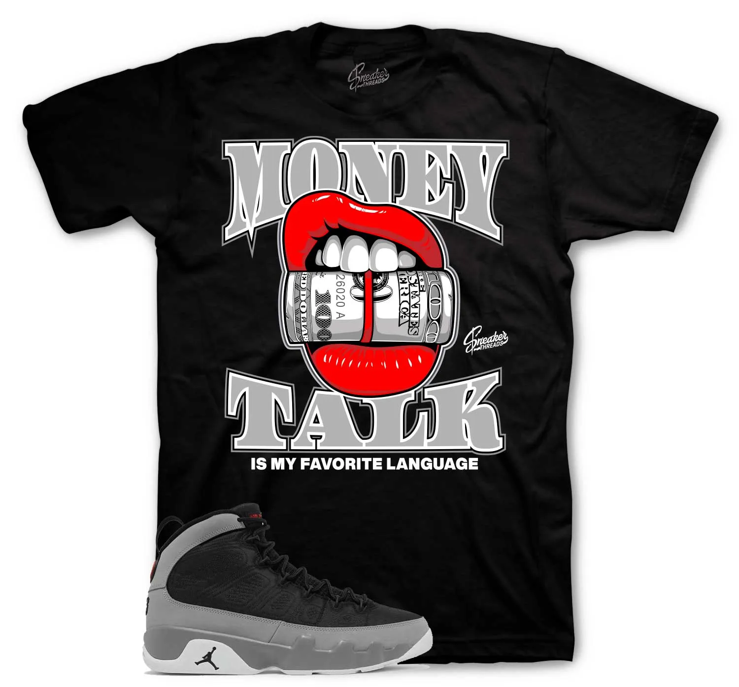 Retro 9 Particle Grey Money Talk Shirt