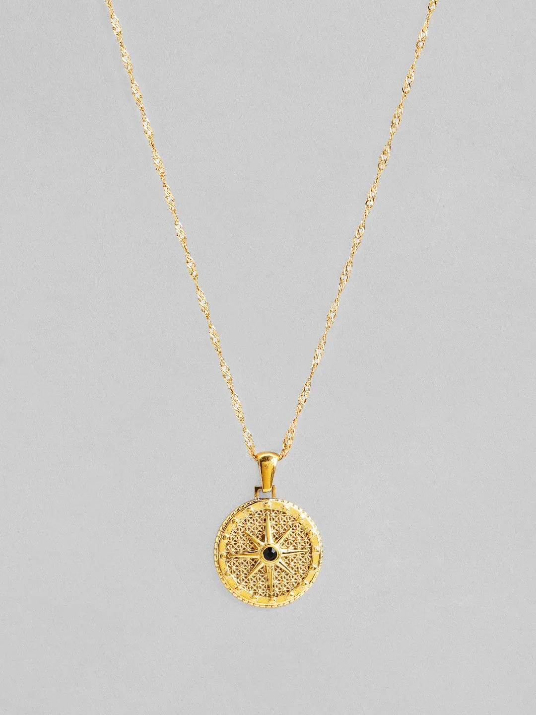 Rubans Voguish 18K Gold Plated Stainless Steel Waterproof Chain With Coin Pendant.