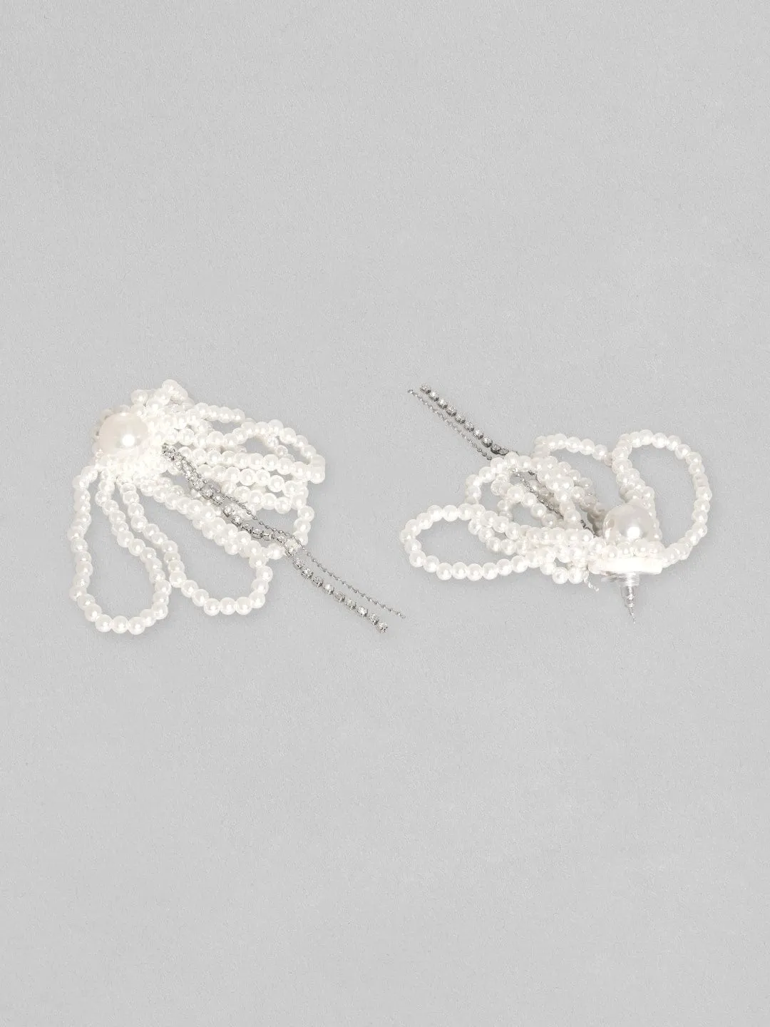 Rubans Voguish Layered String Of Pearl Tassel Earrings