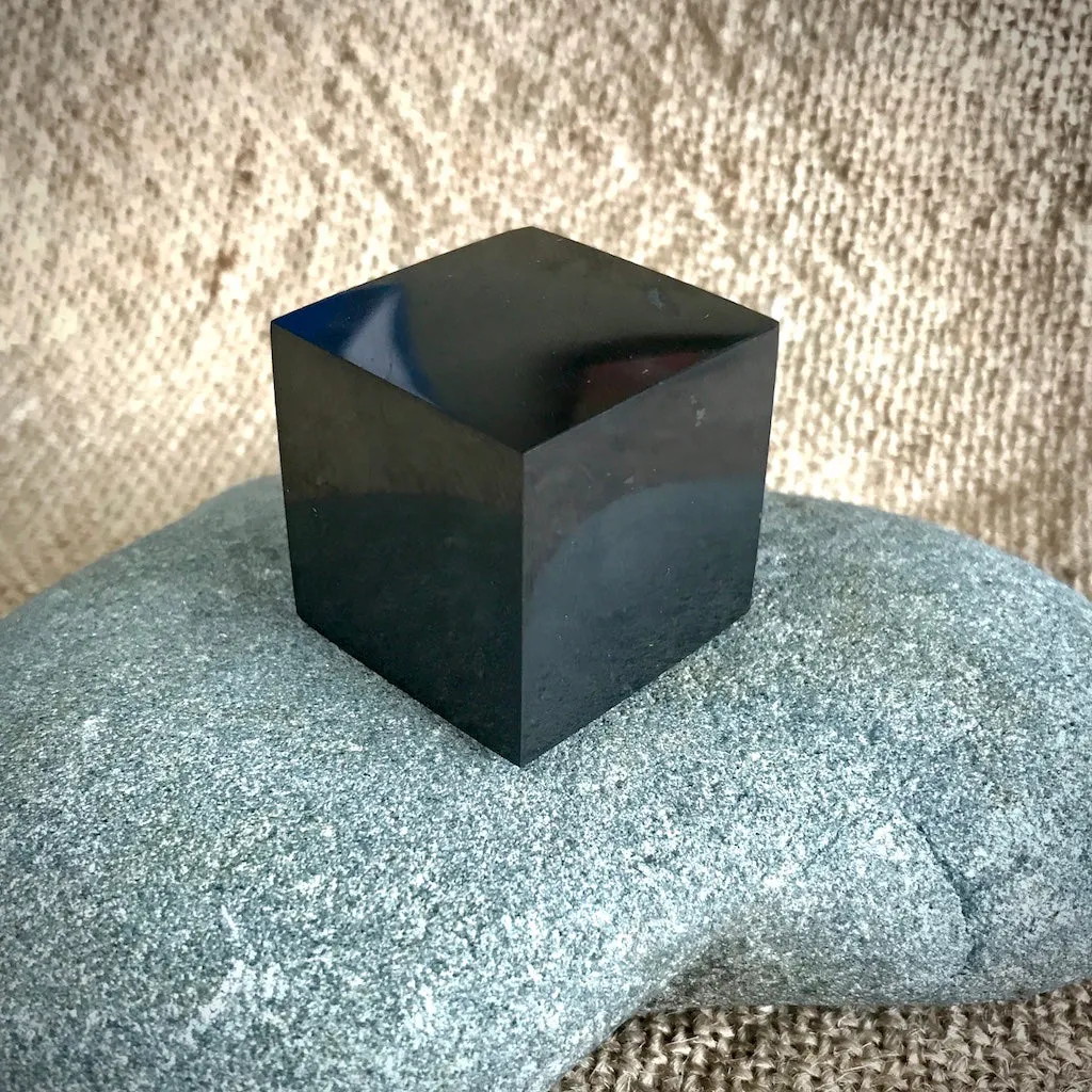 Shungite Cube, 30mm, Genuine Black Shungite