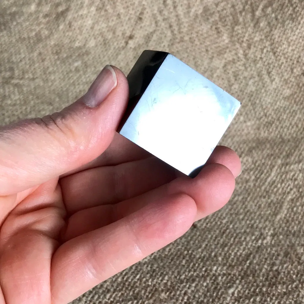 Shungite Cube, 30mm, Genuine Black Shungite