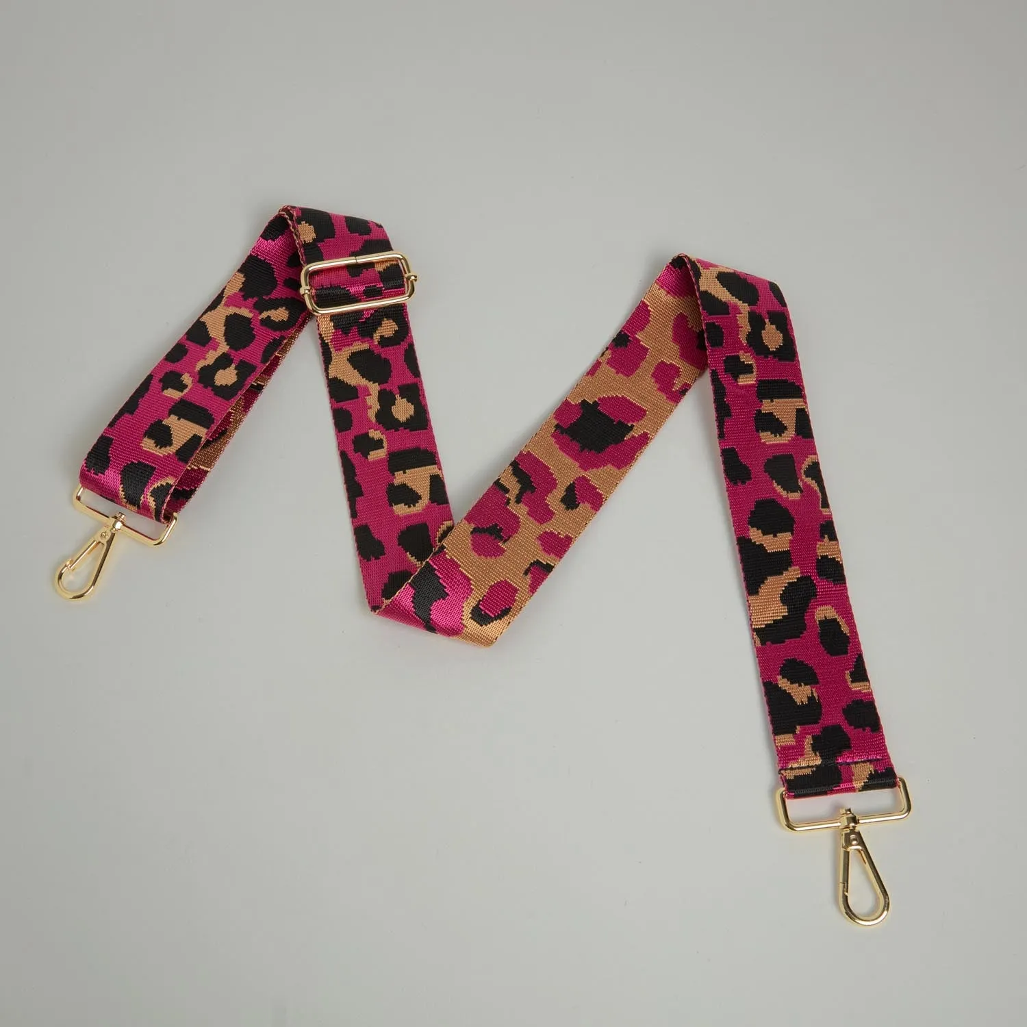 Sienna Crossbody Bag in Fuchsia Pink with Pink Leopard Strap